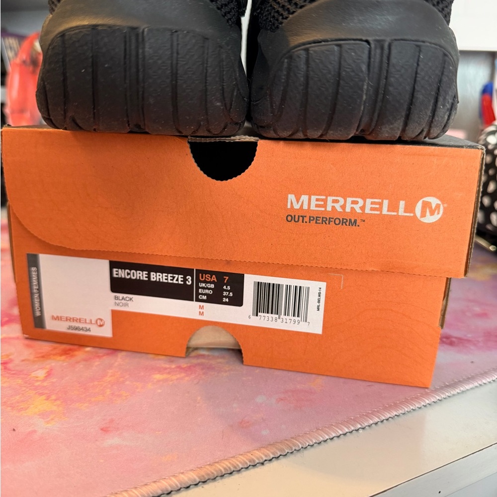 Merrell Black Mesh Slip-On Loafers - Picture 4 of 7